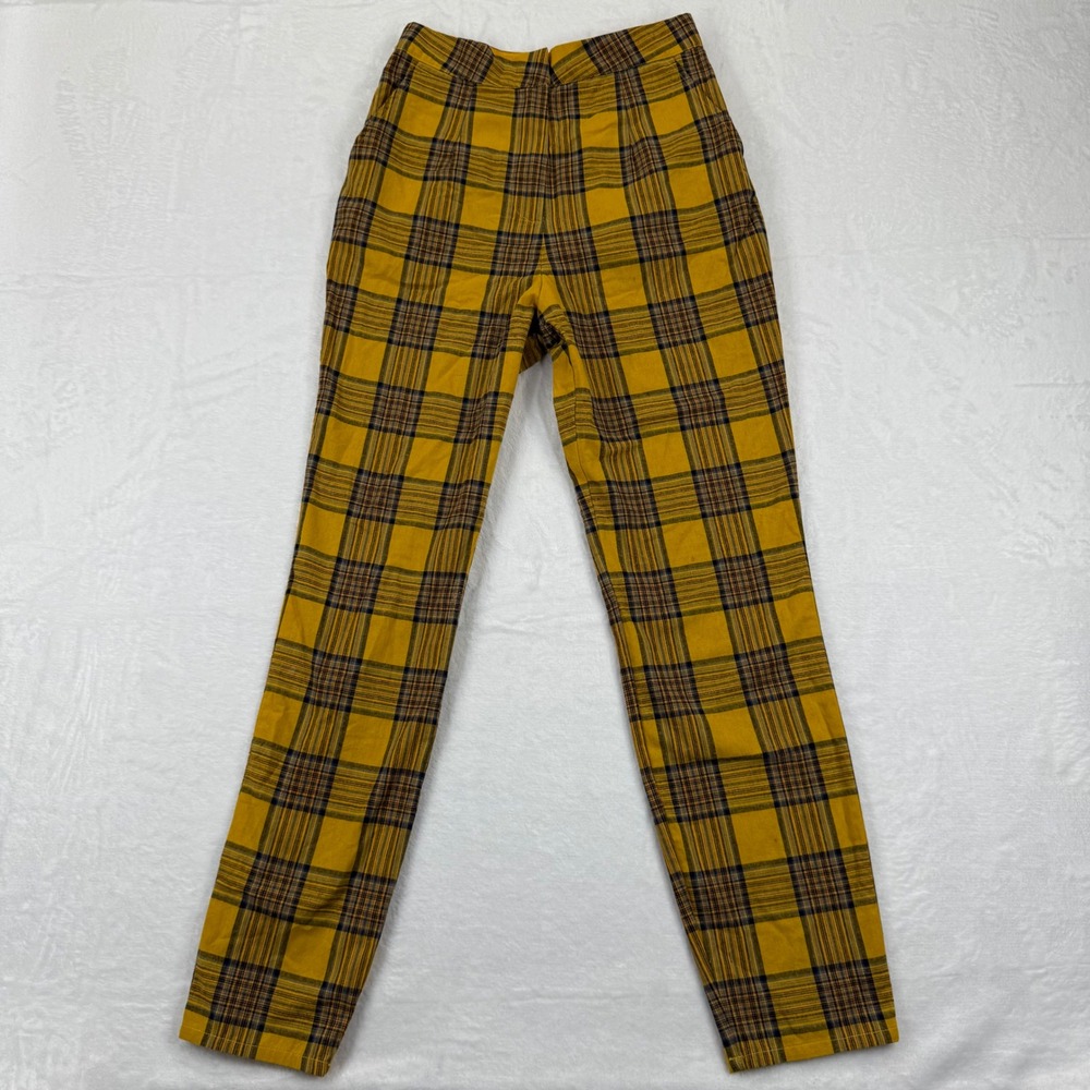 LPA Butter Yellow Plaid High Waisted Straight Leg Pants Women's‎ XS